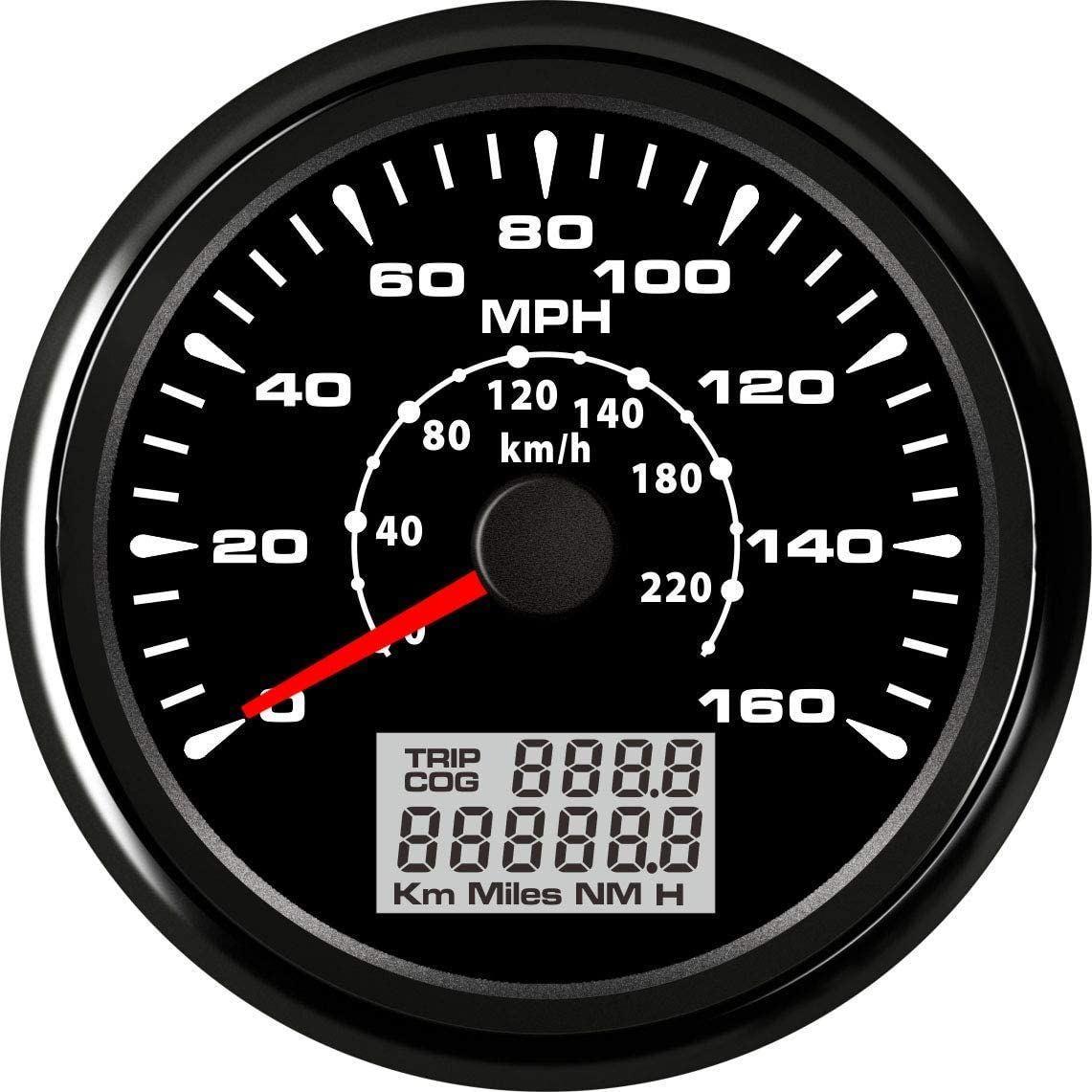 ELING Universal GPS Speedometer Gauge 160MPH 220KM/H Trip Counter Odometer for Car Racing Motorcycle 85mm 9-32V