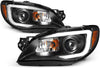 For 2006-07 Subaru Impreza LED Daytime Running Lamp Strip Projector Headlights Black Housing Clear Lens Full Set