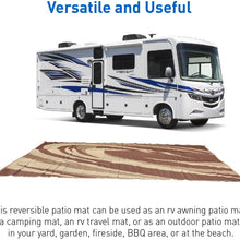 EasyGoProducts Outdoor Patio Mat – Reversible RV Camping Mat – Carrying Strap (9x18 Brown) (EGP-RVM-007-1)
