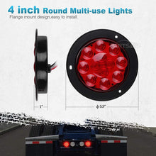 Partsam 2PCS 4" Red Stop Turn Tail Brake Truck Trailer Light Flange Mount 12 Diodes Utility