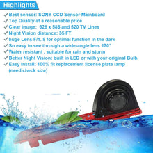 HD Waterproof Night Vision Color Rear View Brake Light Third Roof Top Mount Lamp Reverse Backup Camera for Transit 3 Brake Light 2012-2016 (Reversing Camera+7" inch Monitor)