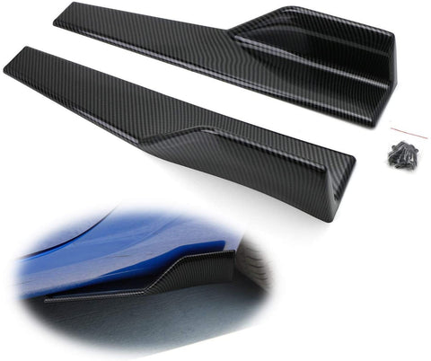 iJDMTOY Left/Right Black Carbon Fiber PP Universal Rear Side Skirt Winglets Diffusers Compatible With Car Truck SUV