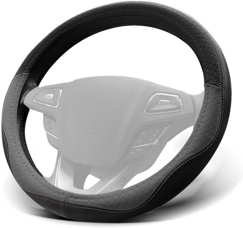 WinPower Car Steering Wheel Cover Microfiber Leather Universal 15 inch for Car Truck SUV,Gray