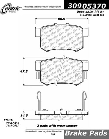 Stoptech 309.05370 Rear High Performance Pads