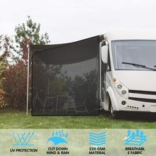 Goplus RV Awning Side Sun Shade, 9’ x 7’ Black Mesh Sunshade Screen with Complete Kits, Motorhome Camping Trailer Canopy, Outdoor Sun Blocker Net Side Shade
