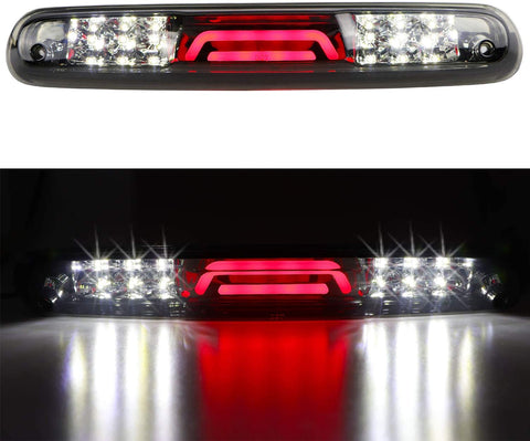 For 07-13 Chevy Silverado/GMC Sierra 1500 2500HD 3500HD LED 3rd Third Tail Brake Light Rear Cargo Lamp High Mount Brake Light (Chrome Housing Smoked Lens)