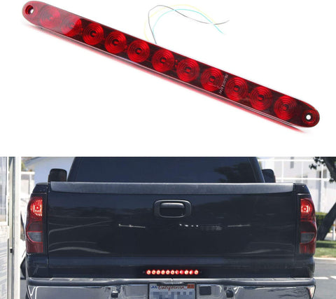 iJDMTOY 15-Inch Truck Trailer Tailgate Red LED ID Light Bar Compatible With Chevrolet Dodge Ford GMC Nissan Toyota etc, Functions as Tail Light, Brake Lamp & Turn Signal Lights, Dark Red Lens