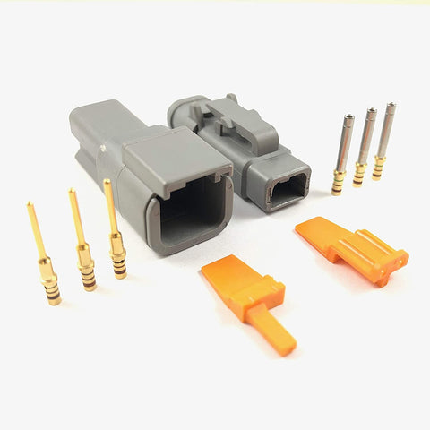 Deutsch DTM 2-Pin Connector Plug Kit 24-20 AWG Gold Contact DTM04-2P DTM06-2S