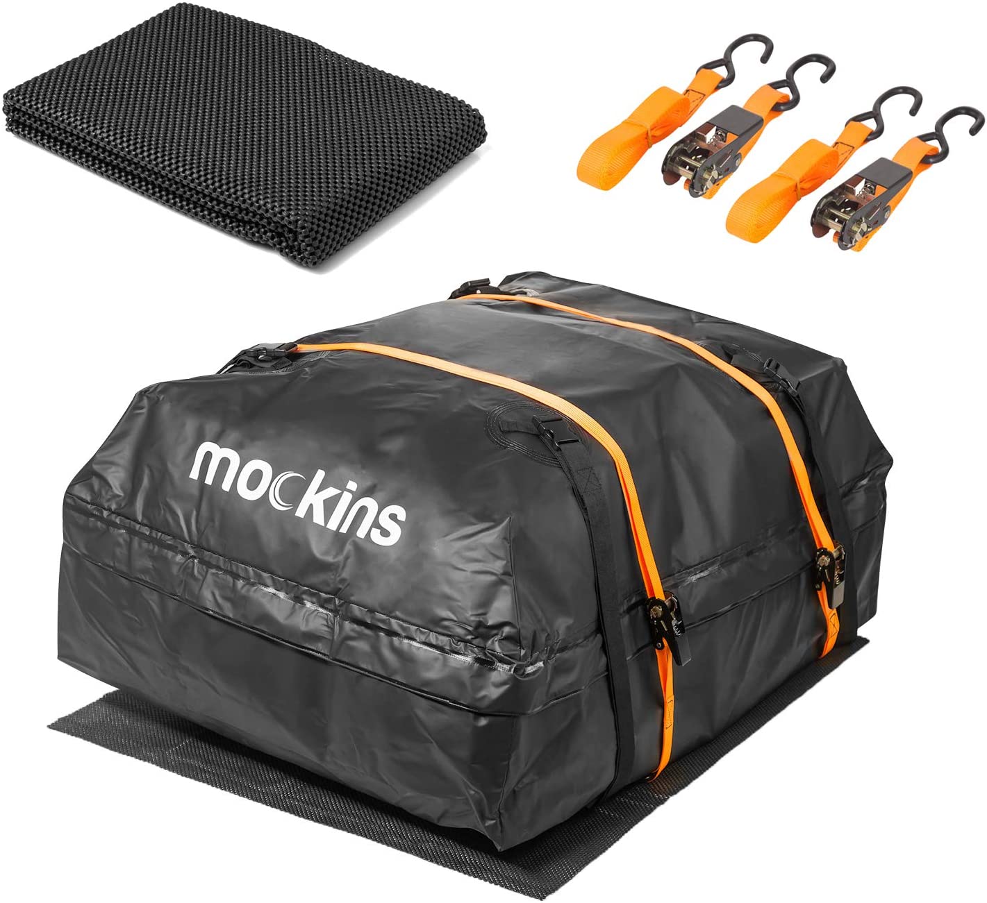 mockins Waterproof Cargo Roof Bag Set With Protective Car Roof Mat And 2 Ratchet Straps | 44
