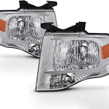 Fits 2007-2014 Ford Expedition SUV Chrome Headlights Replacement Headlamps Left Driver+Right Passenger Pair