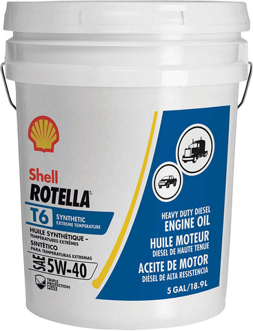Shell Rotella T6 Full Synthetic 5W-40 Diesel Engine Oil (5-Gallon Pail)