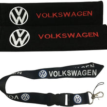 New 1pcs Volkswagen Keychain Lanyard Badge Holder + 1set Volkswagen Seat-Belt Shoulder Pads