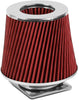 Red Universal 3 Inches Inlet Open Top Washable Round Air Intake Filter + MAF Senor Adapter