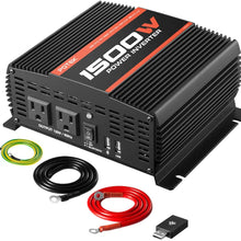 POTEK 1500W Power Inverter Dual AC Outlets 12V DC to 110 V AC Car Inverter with USB and Bluetooth (Black)