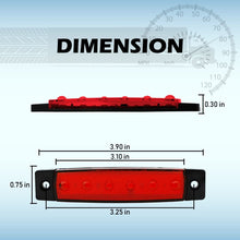 Meerkatt 3.8 Inch 6 LED Thin Line 10 Amber 10 Red 10 White Lamp Front Rear Fender Brake Side Marker License Decoration Light Sealed Indicator Truck Bus Trailer RV Lorry Van UTV SUV HGV Boat Waterproof