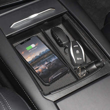 TAPTES Model X S Qi Wireless Phone Charger Center Console Organizer + Fast Charging Charger, Armrest Box Storage Tray Pad Accessories for Tesla Model X and S 2016 2017 2018 2019