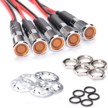 Amotor LED Indicator Light, Instrument Cluster Waterproof and Explosion-proof 5/16" 8mm 12V Metal Signal Light with Cable 5PCS(White)