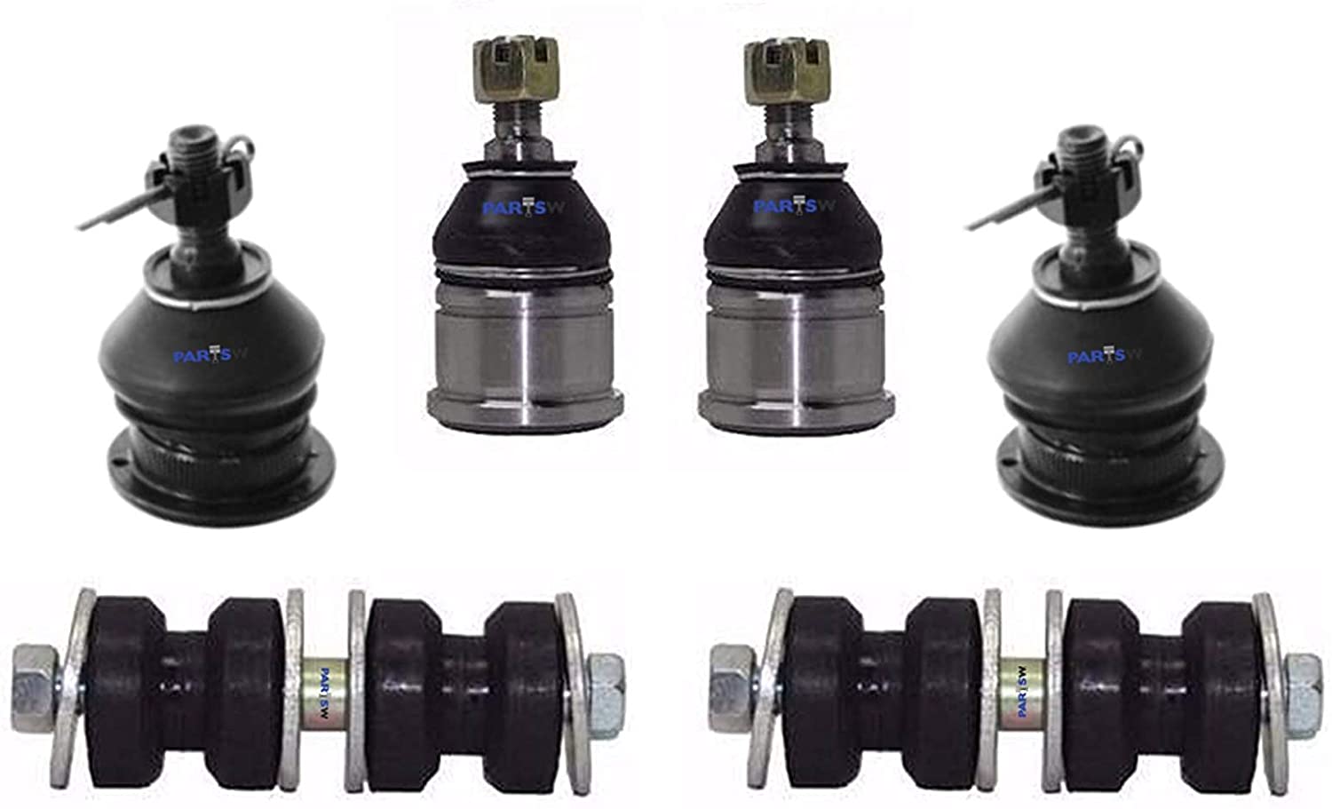 PartsW 6 Pc Front Suspension Kit for Honda Accord & Isuzu Oasis/Sway Bar End Link, Upper & Lower Ball Joints