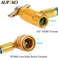 Aupoko R134A AC Refrigerant Charge Hose, 1/2’’ Acme Can Opener Tap Dispensing Valve, and Recharge Hose with Pressure Gauge, Fits for Car AC Air Conditioning Refrigerant