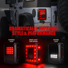 Xprite Smoke Lens Red LED Tail Light w/Turn Signal & Back Up & Smoke 3rd LED Brake Light Assembly For Jeep Wrangler JK JKU 2007-2018