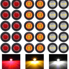 30 Pcs TMH 3/4 Inch Surface Mount 10 pcs Amber + 10 pcs Red + 10 pcs White LED Clearance Markers Bullet Marker lights, side marker lights, led marker lights, led trailer marker lights