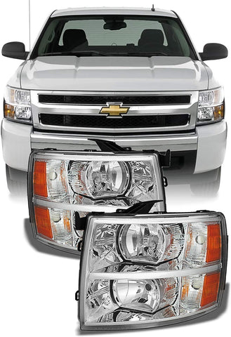 For 2007-2013 2014 Chevy Silverado Replacement Headlights Driver/Passenger Head Lamps Pair New