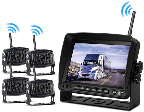 Wireless Backup Camera with Monitor System Split Screen for Rv Rearview Reversing Back Camera No Interface Ip69 Waterproof + Big 7'' Wireless Monitor for Truck Trailer Heavy Box Truck Motorhome …