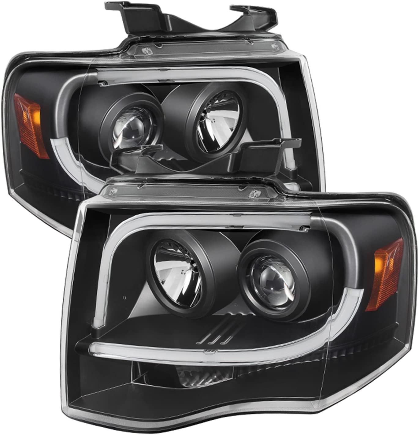 Spyder 5079503 Ford Expedition 07-13 Projector Headlights - Light Tube DRL - Black - High H1 (Included) - Low H1 (Included)