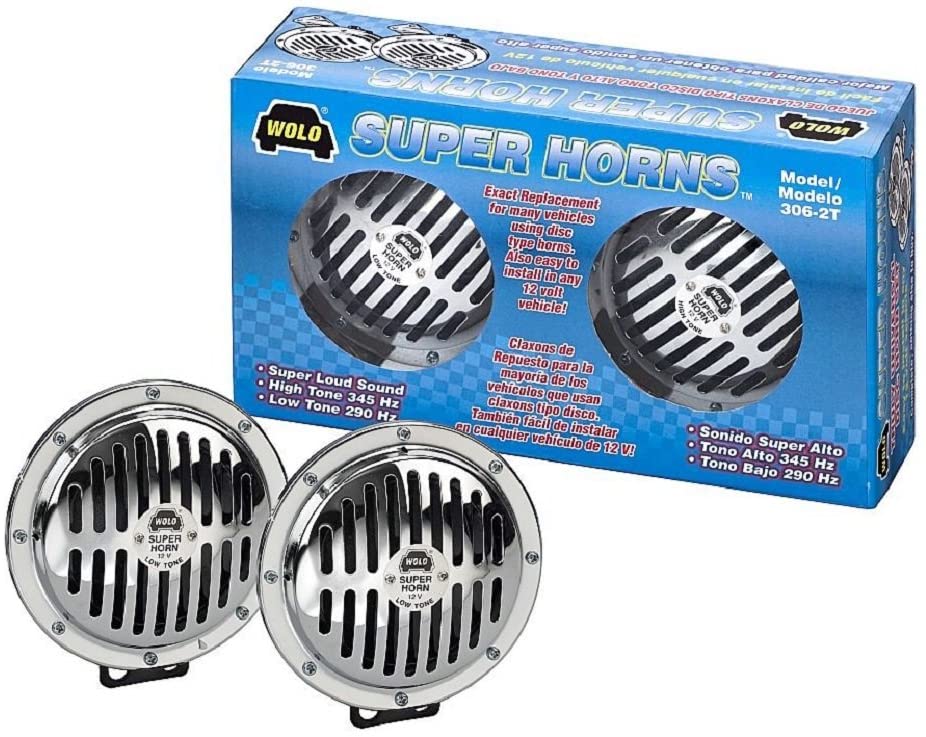 Wolo (306-2T) Super Horns Chrome Plated Horns - 12 Volt, Low and High Tone