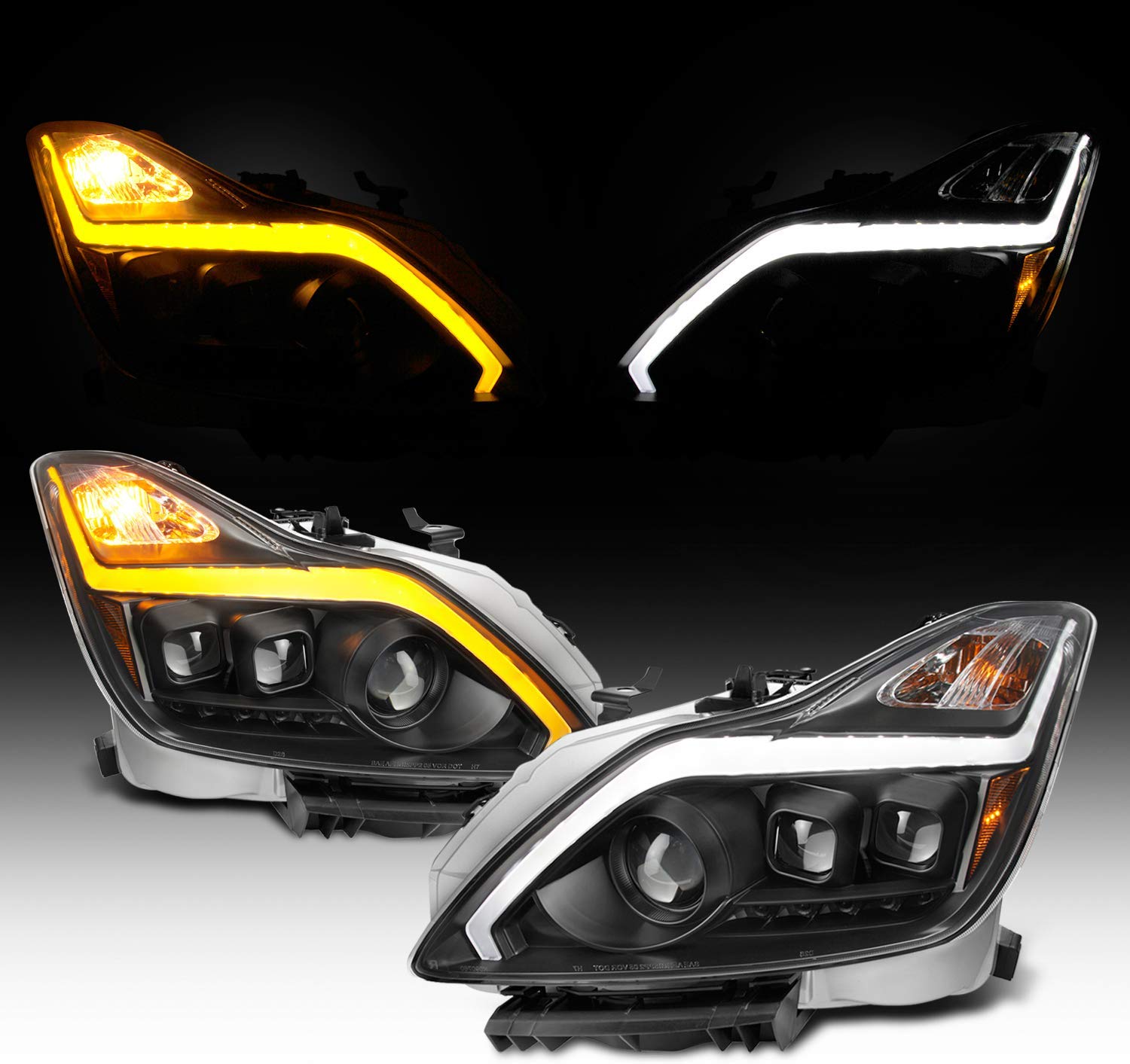 For 2008-2015 G37 / Q60 Coupe New Exclusive LED Sequential LED Signal Tube Projector Headlights