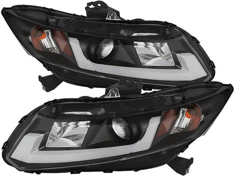 Spyder 5076519 Honda Civic 2012-2014 Projector Headlights (does not fit the 2014 Civic coupe) - Light Bar DRL - Black - High H1 (Included) - Low H1 (Included)