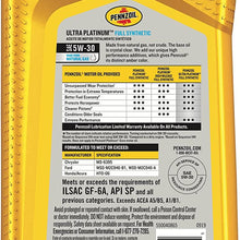 Pennzoil Ultra Platinum Full Synthetic 0W-20 Motor Oil (5-Quart, Single Pack)