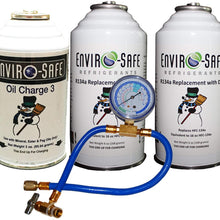 Enviro-Safe Vehicle Refrigerant Replacement Quick Charge Kit 3 Cans Tap + Gauge