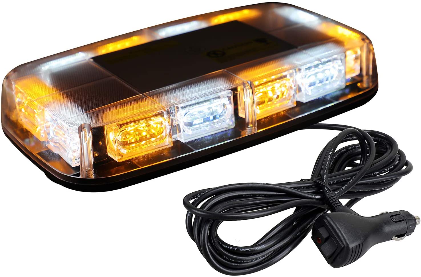 [Upgraded 5] ASPL 48LED Roof Top Strobe Lights, High Visibility Emergency Safety Warning LED Mini Strobe Light bar with Magnetic Base for 12-24V Snow Plow, Trucks, Construction Vehicles (Amber/White)