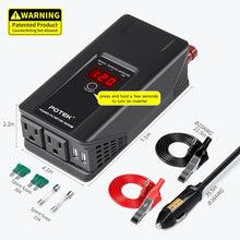 POTEK 500W Power Inverter DC 12 V to 110V AC Car Converter with Digital Display Dual AC Outlets and Dual USB Charging Ports for Tablets, Laptop and Smartphones