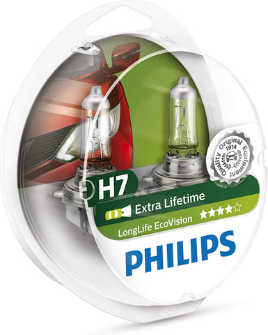 Philips Longlife EcoVision H7 Headlight Bulbs (Twin Pack)