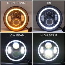 4XBEAM 7"Inch Halo LED Headlights W/ 4" Fog Lights /Smoke Lens Yellow LED Turn Signal Light for 2007-2018 Jeep Wrangler JK