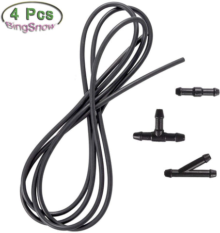BingSnow Windshield Washer Nozzle Hose Kit, Universal 3 Meters Washer Fluid Hose with 3 Pcs Hose Connectors Suitable for Most Windshield Washer Nozzle Installation