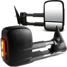 Pair Black Power Heated Glass Smoked LED Signal Light Side Towing Mirrors Replacement for Silverado/Sierra 03-07