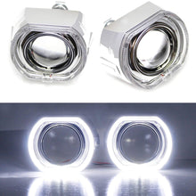 iJDMTOY (2) 3.0-Inch H1 Bi-Xenon HID Projector Lens w/DTM Style Square LED Halo Rings Daytime Running Light Shroud Compatible With Headlight Retrofit, Custom Headlamps Conversion
