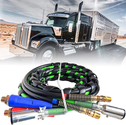 Semitrailer Tractor 12 Ft 3-in-1 Wrap Set ABS Electrical and Rubber Air Line Hose Assemblies, for Semi Truck Tractor Trailer (12FT)