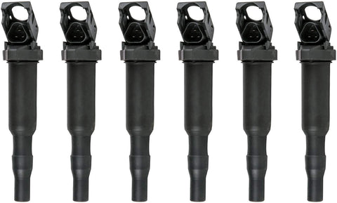 MAS Ignition Coil for Select BMW Cars - 6-Pieces # 0221504470/00044 - BMW # 12137594937/12137562744 / 12137571643 - UF592 for BMW 2002-2010, 335i, 325i, 328i, 330i, X3, E60 M5, 525xi, N54