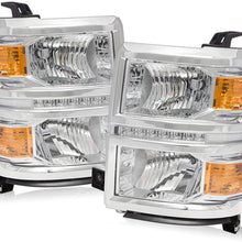 For 14-16 Chevy Silverado 1500 LED Replacement Clear Pair Headlights Headlamps Clear Reflector