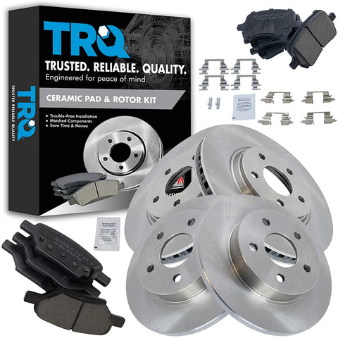 TRQ Premium Ceramic Brake Pad & Rotor Front & Rear Kit for Chevy Pontiac