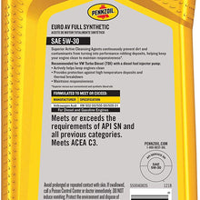 Pennzoil 550040835 Euro AV SAE 5W-30 Full Synthetic Motor Oil - 1 Quart,