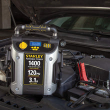 STANLEY J7C09D Digital Portable Power Station Jump Starter: 1400/700 Instant Amps, 120 PSI Air Compressor, 3.1A USB Ports, Battery Clamps