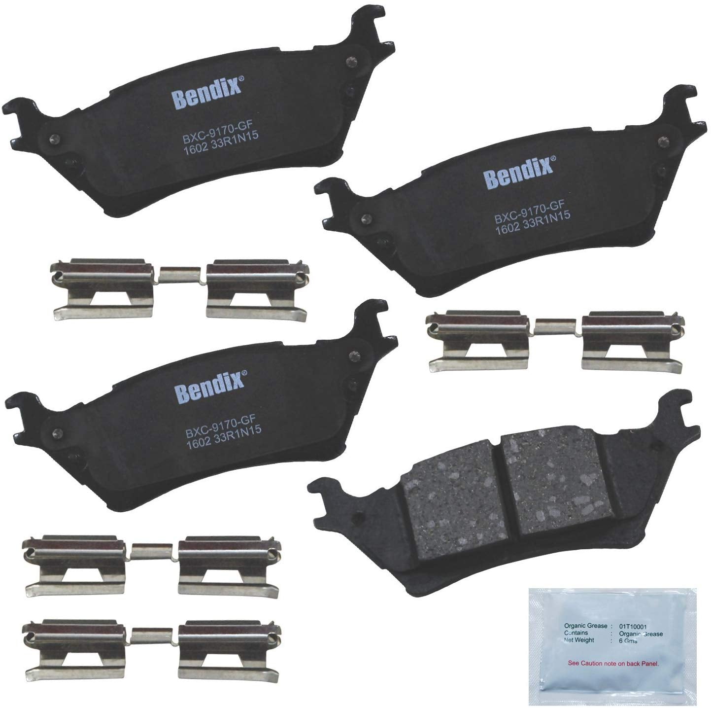 Bendix Premium Copper Free CFC1602 Premium Copper Free Ceramic Brake Pad (with Installation Hardware Rear)