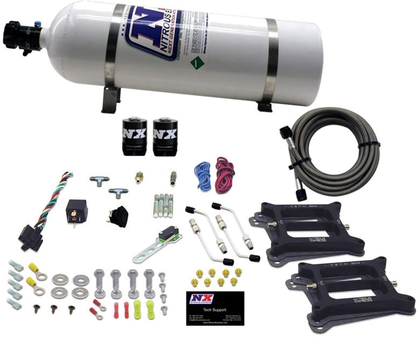 Nitrous Express 50245-15 100-500 HP 4150 Alcohol Conventional Pro Power Dual Plate System with 15 lbs. Bottle