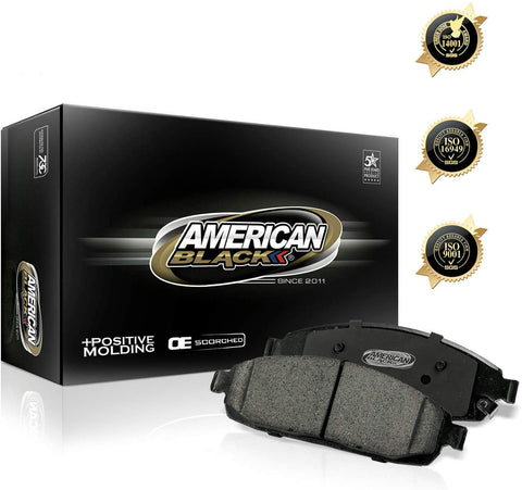 American Black ABD1164C Professional Ceramic Front Disc Brake Pad Set Compatible With Ford Fusion/Lincoln MKZ/Zephyr/Mazda 6 / Mercury Milan - OE Premium Quality - Perfect fit, QUIET & DUST FREE