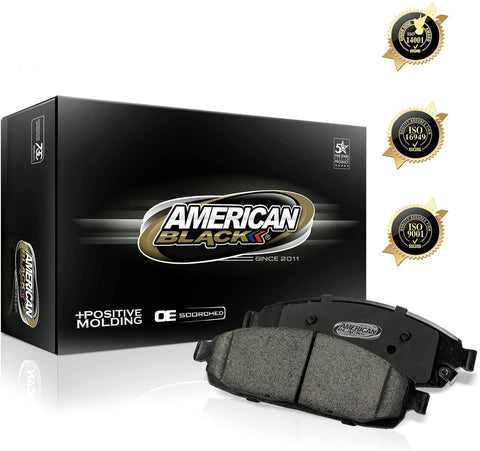 American Black ABD1156M Professional Semi-Metallic Front Disc Brake Pad Set Compatible With Hyundai Accent/Kia Rio/Rio 5 & Others - OE Premium Quality - Perfect fit, QUIET and DUST FREE